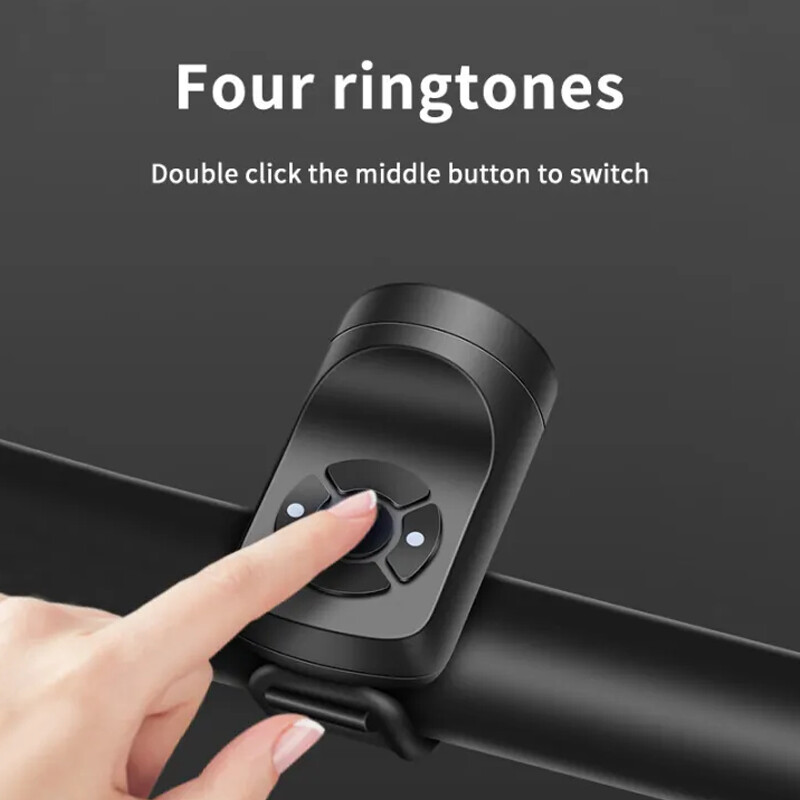 USB uzlādējams velosipēda elektriskā zvana motocikla skaņas signāls 4 režīmi kalnu velosipēda zvana riteņbraukšana pretaizdzīšanas signalizācijas signāltaures velosipēda piederumi