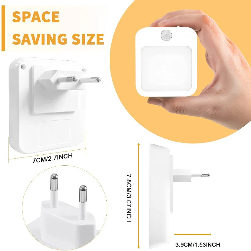 Naktinės šviesos judesio jutiklis su LED apšvietimu ES kištukinės lempos Vaikų naktinis apšvietimas Belaidė naktinė lempa prie naktinio staliuko miegamasis