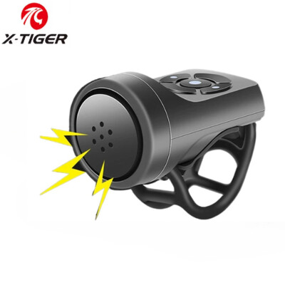 X-TIGER 140 dB Clopoțel pentru bicicletă, claxon electric încărcat prin USB, 4 moduri, claxon motocicletă, claxon pentru bicicletă, drum de munte, ciclism, alarmă antifurt