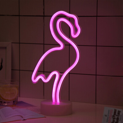 Flamingo kaktuso LED neoniniai žibintai kokoso medžio ananaso neoninės ženklinimo lempa USB / akumuliatoriaus maitinimo vienaragio lempa kambario stalo šventinis dekoras