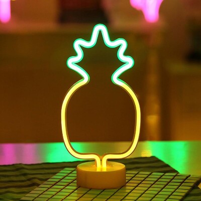 Flamingo kaktuso LED neoniniai žibintai kokoso medžio ananaso neoninės ženklinimo lempa USB / akumuliatoriaus maitinimo vienaragio lempa kambario stalo šventinis dekoras