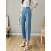 Γυναικεία κοστούμια παντελονιών γραφείου ίσιες ελαστικές ψηλόμεσες τσέπες Μονόχρωμο γυναικεία ρούχα με πριτσίνια Φύλλα Κομψά κομμένα παντελόνια