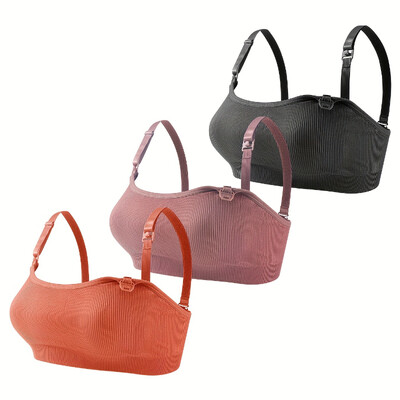 Set de 3 bucăți sutien pentru alăptare, deschis în față, respirabil, lenjerie de maternitate, sutien de sarcină, cupă completă, fără fir, sutien confortabil pentru alăptare
