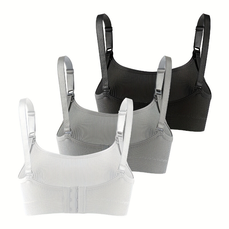 Set de 3 bucăți sutien pentru alăptare, deschis în față, respirabil, lenjerie de maternitate, sutien de sarcină, cupă completă, fără fir, sutien confortabil pentru alăptare