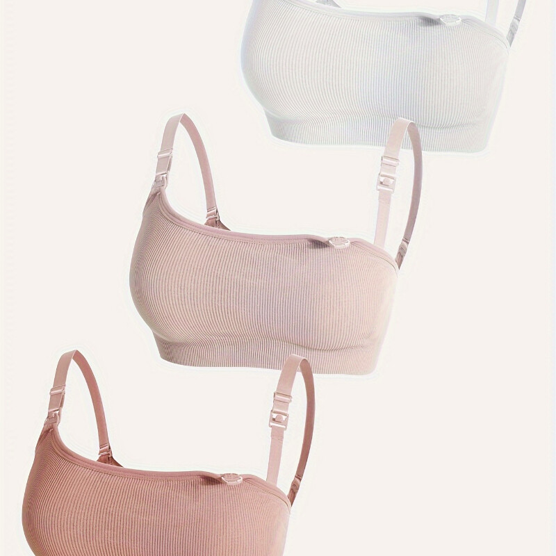 Set de 3 bucăți sutien pentru alăptare, deschis în față, respirabil, lenjerie de maternitate, sutien de sarcină, cupă completă, fără fir, sutien confortabil pentru alăptare