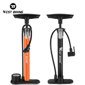 WEST BIKING 160PSI velosipēda gaisa sūknis ar mērierīci Schrader Presta MTB šosejas velosipēdu lodīšu augstspiediena riepu piepūšanas tērauda riteņbraukšanas sūknis