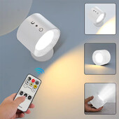 Led dubultgalvas sienas lampa skārienvadības tālvadības pults 360 rotējama USB uzlādes bezvadu pārnēsājama nakts gaisma guļamistabas lasīšanas lampai