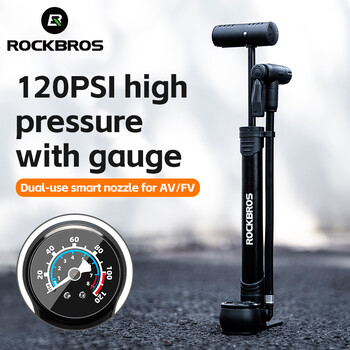 ROCKBROS Bicycle Pump 120PSI Portable Air Pump Presta Schrader Ultralight Hand Pump με μετρητή πίεσης MTB Road Bike Inflator