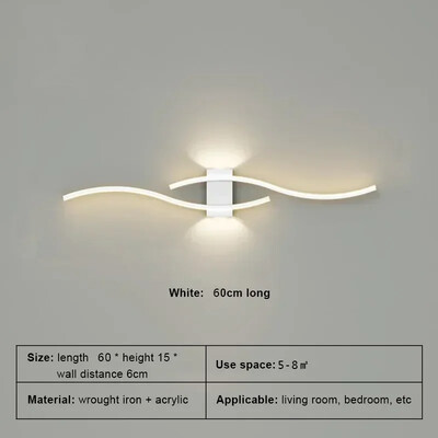 Moodne LED-ribaga seinalamp Double Curve kaugjuhtimispuldiga valgusti Voodikaunistused Mustkuldsed seinalambid Elutoa Magamistoa Led Fixtu