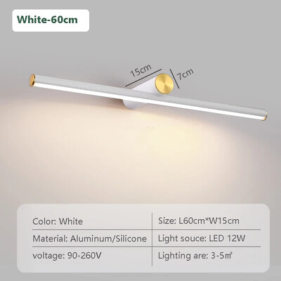 Mūsdienīga LED sienas lampa 40/60 cm spoguļgaismas vannas istabas tualete melns zelts ar garu sloksni mājas dekoru Led apgaismojuma lampas spīdums