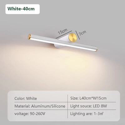 Mūsdienīga LED sienas lampa 40/60 cm spoguļgaismas vannas istabas tualete melns zelts ar garu sloksni mājas dekoru Led apgaismojuma lampas spīdums
