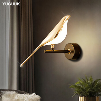 Φωτιστικό τοίχου Nordic LED Golden Bird Σαλόνι Μπαρ Κρεμαστό Φωτιστικό Κρεμαστό Νεωτερισμός Περιστρεφόμενο Επιτοίχιο Φωτιστικό Υπνοδωμάτιο Εσωτερική Απλίκα δίπλα στο κρεβάτι