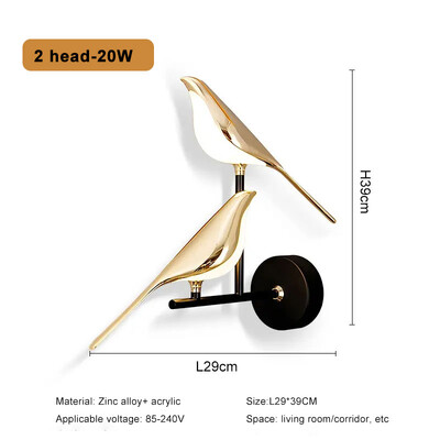 Nordic LED Golden Bird Zidna svjetiljka Viseća svjetiljka za salonske barove Noćna lampa Novost Okretna zidna svjetiljka Noćni ormarić za spavaću sobu Unutarnji svijećnjak