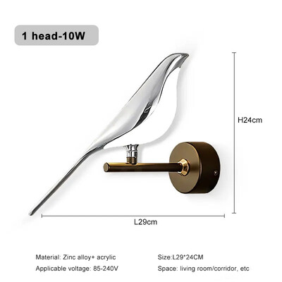 Nordic LED Golden Bird Zidna svjetiljka Viseća svjetiljka za salonske barove Noćna lampa Novost Okretna zidna svjetiljka Noćni ormarić za spavaću sobu Unutarnji svijećnjak
