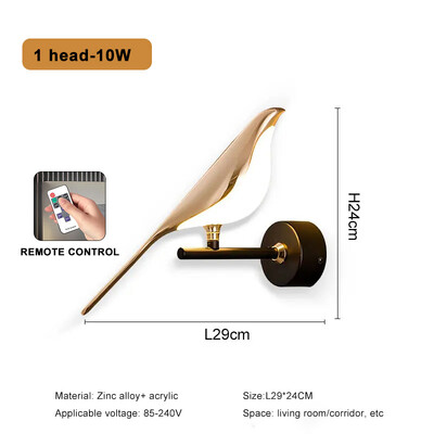 Nordic LED Golden Bird Zidna svjetiljka Viseća svjetiljka za salonske barove Noćna lampa Novost Okretna zidna svjetiljka Noćni ormarić za spavaću sobu Unutarnji svijećnjak