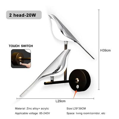 Nordic LED Golden Bird Zidna svjetiljka Viseća svjetiljka za salonske barove Noćna lampa Novost Okretna zidna svjetiljka Noćni ormarić za spavaću sobu Unutarnji svijećnjak