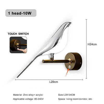 Nordic LED Golden Bird Zidna svjetiljka Viseća svjetiljka za salonske barove Noćna lampa Novost Okretna zidna svjetiljka Noćni ormarić za spavaću sobu Unutarnji svijećnjak