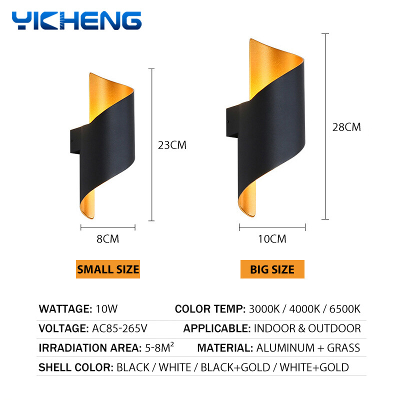Spirālveida dizaina LED sienas lampa 10 W iekštelpu sienas lampas ūdensnecaurlaidīga āra moderna ziemeļvalstu lampiņa iekštelpu sienas lampa mājas dekors
