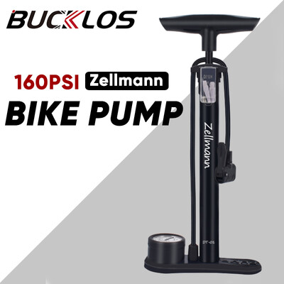 BUCKLOS Zellmann velosipēda sūknis 160PSI šosejas kalnu velosipēda gaisa sūknis ar mērinstrumentu Presta Schrader Valve Riepu piepūšanas rīki riteņbraukšanai