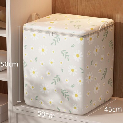 Cartoon Daisy Pattern Storage Box Μεγάλη χωρητικότητα Διοργανωτής με φερμουάρ Ευέλικτο δοχείο με προστασία από τη σκόνη Ρούχα Τσάντες αποθήκευσης ντουλάπας