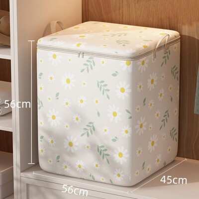 Cartoon Daisy Pattern Storage Box Μεγάλη χωρητικότητα Διοργανωτής με φερμουάρ Ευέλικτο δοχείο με προστασία από τη σκόνη Ρούχα Τσάντες αποθήκευσης ντουλάπας
