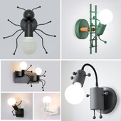 Modern LED fali lámpa skandináv rajzfilm baba fali lámpák amerikai kreatív fém robotkarács gyerekeknek baba szoba nappali hálószoba