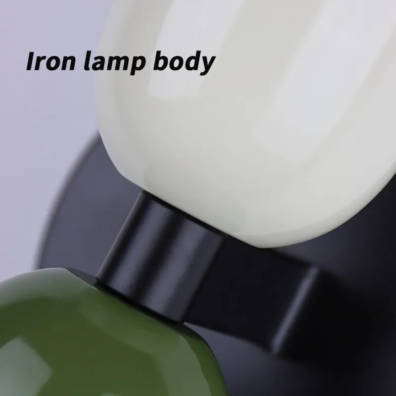 Nordijska LED zidna svjetiljka Krem 2Head Macaron Fixture Column Crni noćni ukras E27 Zidni svijećnjak za prolaz u dnevnoj sobi Kućna svjetiljka