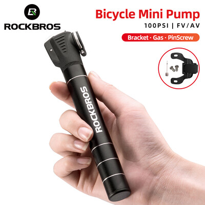 ROCKBROS Mini pompă portabilă pentru bicicletă, aliaj ușoară de aluminiu, MTB, pompă de aer rutieră, umflator pentru anvelope, accesorii Schrader pentru biciclete