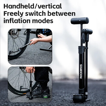 ROCKBROS Bicycle Pump 120 PSI Riding Portable Mini Bike Pump FV/AV Χειροκίνητα/Κατακόρυφα φουσκώματα Inflator Cycling Accesories