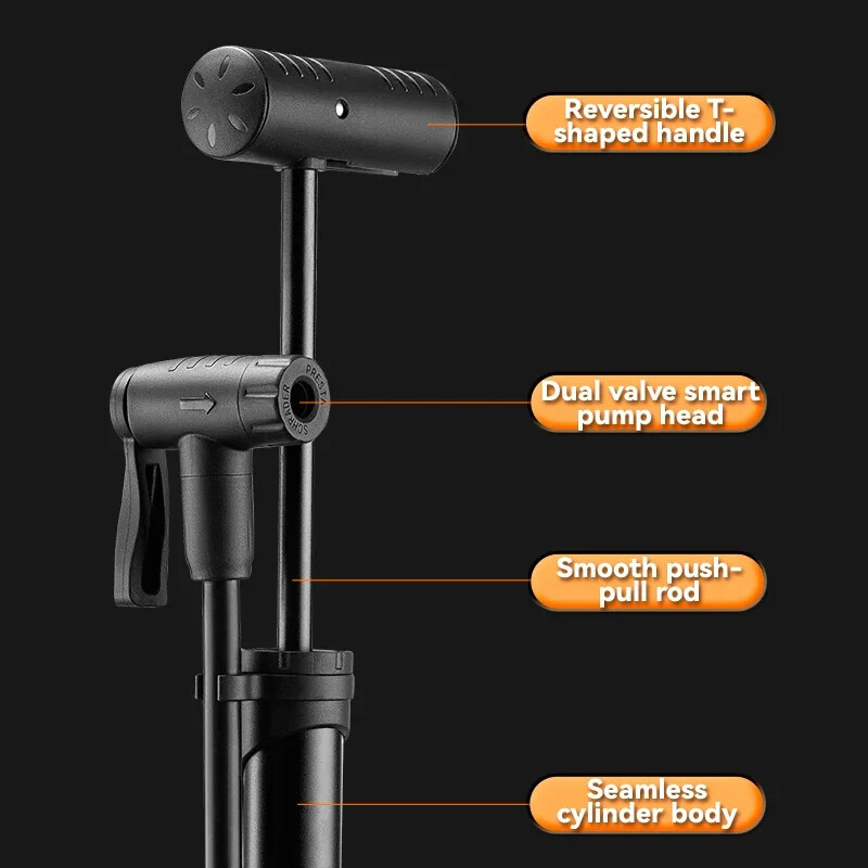 ROCKBROS velosipēda sūknis, 120 PSI, pārnēsājams mini velosipēda sūknis, FV/AV rokas/vertikālie piepūšanas režīmi Piepūšamie riteņbraukšanas piederumi