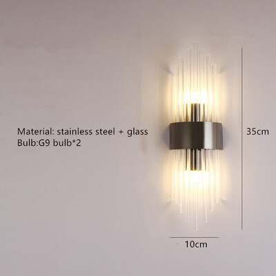 Διαφανές κρύσταλλο LED φωτιστικό τοίχου E14 με λάμπα από ανοξείδωτο ατσάλι Φωτιστικά τοίχου για Φουαγιέ Υπνοδωμάτιο Διάδρομος Τραπεζαρία Χρυσές μαύρες απλίκες
