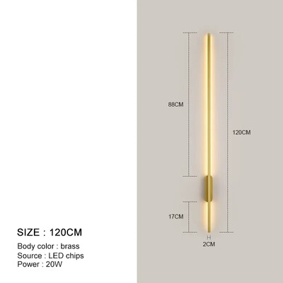 Μοντέρνα ευθεία γραμμή LED φωτιστικά τοίχου για υπνοδωμάτιο σαλονιού Διακόσμηση φόντου Εξαρτήματα κουζίνας Επιφάνεια σκάλας Μαύρο φωτιστικό