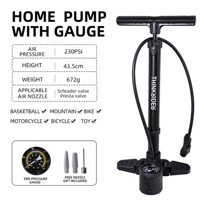 ThinkRider Bicycle Pump 230PSI Φορητή αντλία ποδηλάτου από ανοξείδωτο χάλυβα Schrader Presta Valve Inflator Mountain Bike Road