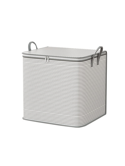 1 geantă de depozitare cu fermoar cu dungi gri, geantă de depozitare de mare capacitate, rezistentă la praf, potrivită pentru depozitare acasă, depozitare clasificată