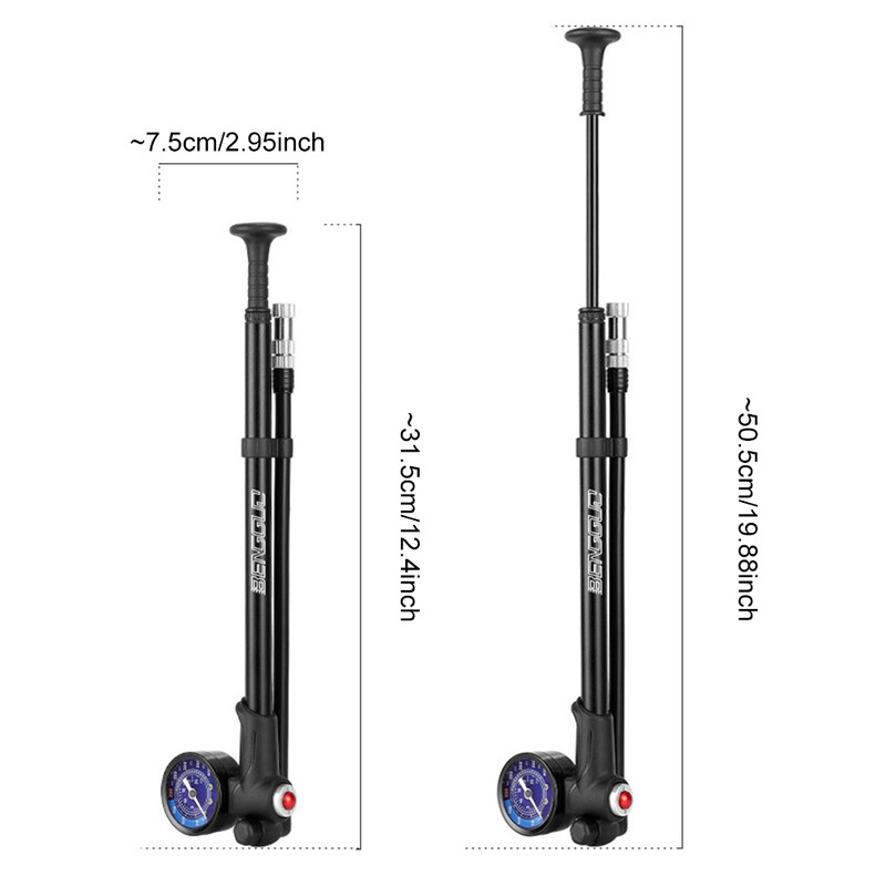 Hegyi kerékpáros szivattyú 400 PSI kerékpározáshoz hordozható kerékpáros léglengéscsillapító szivattyú műszeres alumíniumötvözet MTB kerékpáros gumiabroncs felfújó légszivattyúval