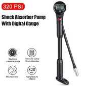 Velosipēda sūknis 320PSI augstspiediena balstiekārtas sūkņa piepūšana ar digitālo mērītāju MTB velosipēda priekšējās dakšas aizmugurējās piekares gaisa amortizatoriem