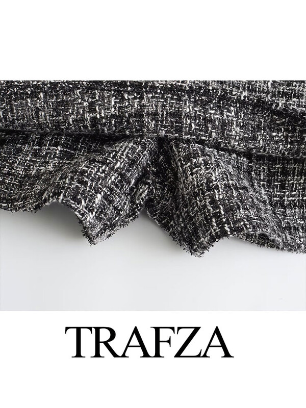 TRAFZA ženski ljetni ulični dvodijelni set za 2024. s kariranim kratkim ležernim sakoom + seksi kilo hlače visokog struka s patentnim zatvaračem sa strane