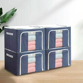 Cutie de depozitare din pânză Oxford, 1 buc. Cutie pliabilă cu cadru de oțel, geantă de cuvertură, cutie de organizare rezistentă la umezeală, 1 buc.