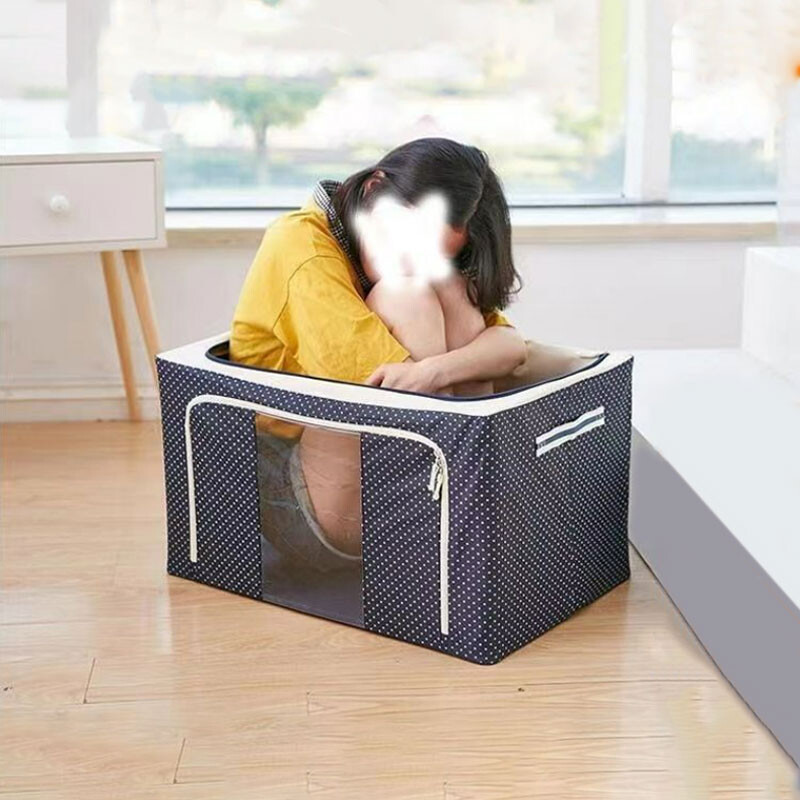 Cutie de depozitare din pânză Oxford, 1 buc. Cutie pliabilă cu cadru de oțel, geantă de cuvertură, cutie de organizare rezistentă la umezeală, 1 buc.