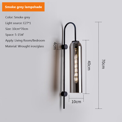 Staklena zidna lampa Nordijsko moderno svjetlo, luksuzni abažur E27 LED unutarnje zidno svjetlo za spavaću sobu uz krevet, blagovaonski stol, dnevni boravak