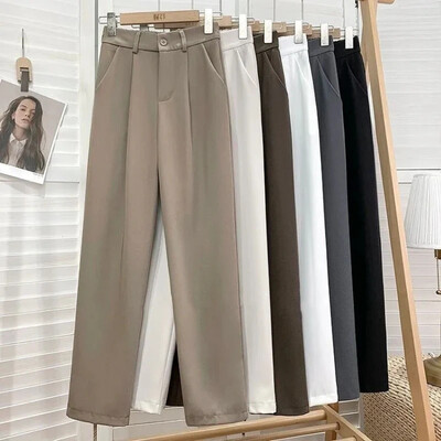 Pantaloni de modă elastici cu talie înaltă femei 2023 primăvară ocazional pantaloni drepți, uni, birou, pantaloni de costum în nouă puncte