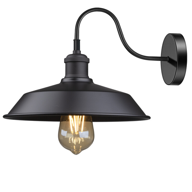 Crni zidni svijećnjaci Rasvjeta Gooseneck Industrijska svjetla za štalu Vintage seoska zidna svjetiljka E27