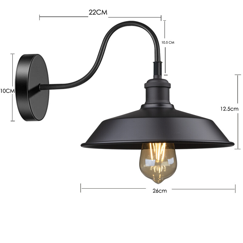 Crni zidni svijećnjaci Rasvjeta Gooseneck Industrijska svjetla za štalu Vintage seoska zidna svjetiljka E27