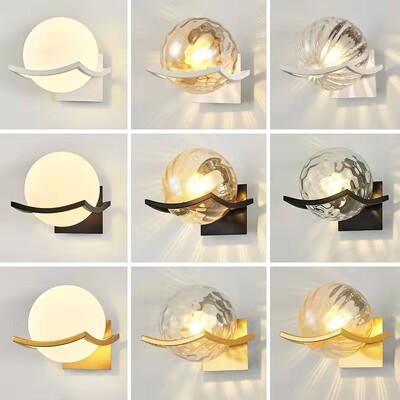 Moderna Led sienas gaisma zelta stikla lodveida sienas lampa dzīvojamā istaba vannas istaba guļamistaba pie gultas ieeja veranda iekštelpu apgaismojums dekorlampa