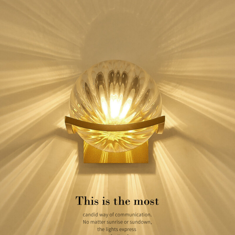 Moderna Led sienas gaisma zelta stikla lodveida sienas lampa dzīvojamā istaba vannas istaba guļamistaba pie gultas ieeja veranda iekštelpu apgaismojums dekorlampa