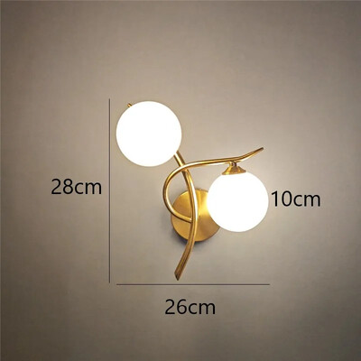 Nordijske moderne željezne zidne svjetiljke LED spavaća soba Krevet Lampa za učenje Hodnik Soba Unutarnja zidna svjetla Dekorativna rasvjetna tijela od staklene kugle G9