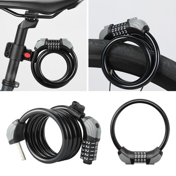 1,5m Bike 5 Code Αντικλεπτική βαρέως τύπου Steel Cable Riding Lock Συνδυασμός Νυχτερινό Εργαλείο με Εξωτερικό Φως T1u6