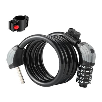 1,5m Bike 5 Code Αντικλεπτική βαρέως τύπου Steel Cable Riding Lock Συνδυασμός Νυχτερινό Εργαλείο με Εξωτερικό Φως T1u6