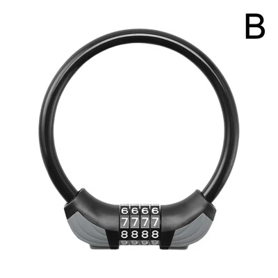 1,5 m velosipēda 5 koda pretaizdzīšanas lieljaudas tērauda kabeļa braukšanas slēdzene, nakts rīks ar āra apgaismojumu T1u6