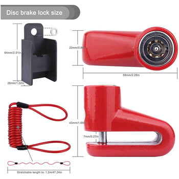 Universal Disc Brake Lock Bike Anti-Theft Disc Lock Mountain Road MTB Cycling Rotor Δισκόφρενο Κλείδωμα τροχού με καλώδιο υπενθύμισης